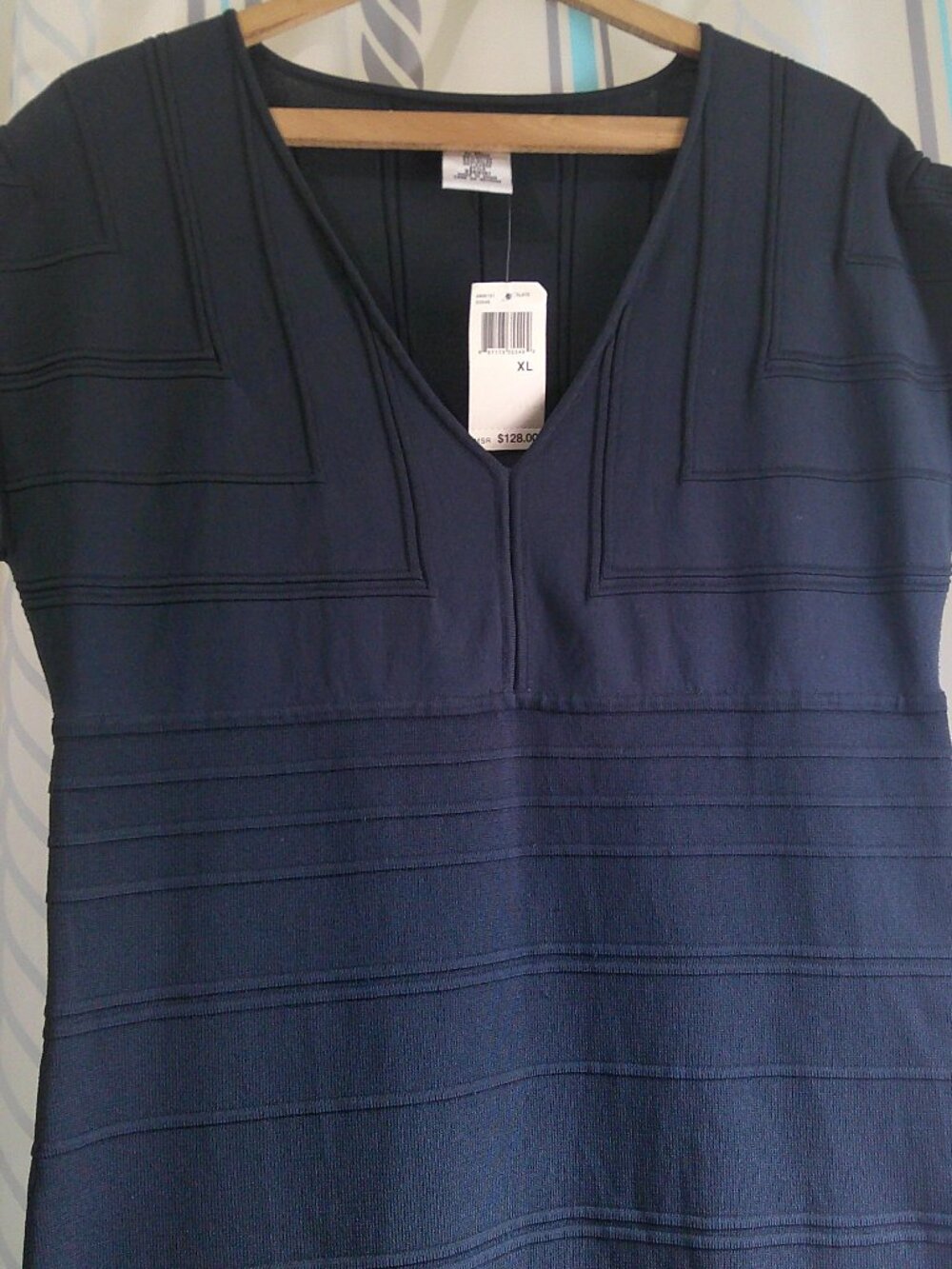 NWT! "Max Studio" DRESS Architectural Seam Detailing/Slimming/Stretch Woman XL